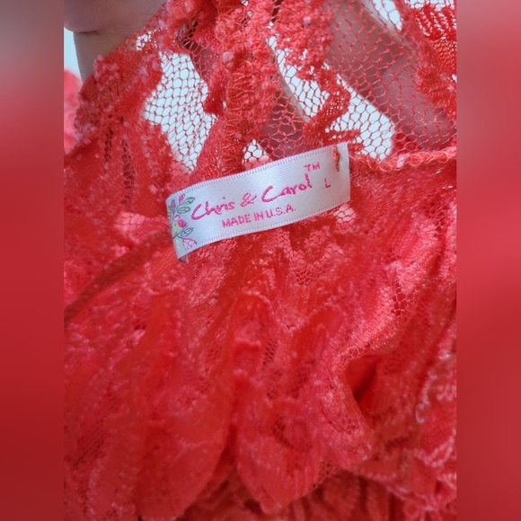 Chris and Carol Lace Cover-up Overlay Cardigan Red Large - Picture 3 of 6